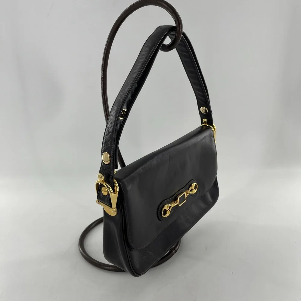 Vintage MCM Susan Gail Leather Shoulder Bag Rare Gold Spur Accents Quiet Luxury - Picture 8 of 16